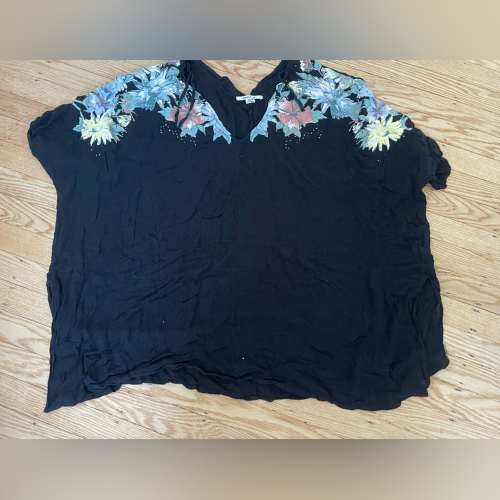 Black Swim Cover Up with Flowers